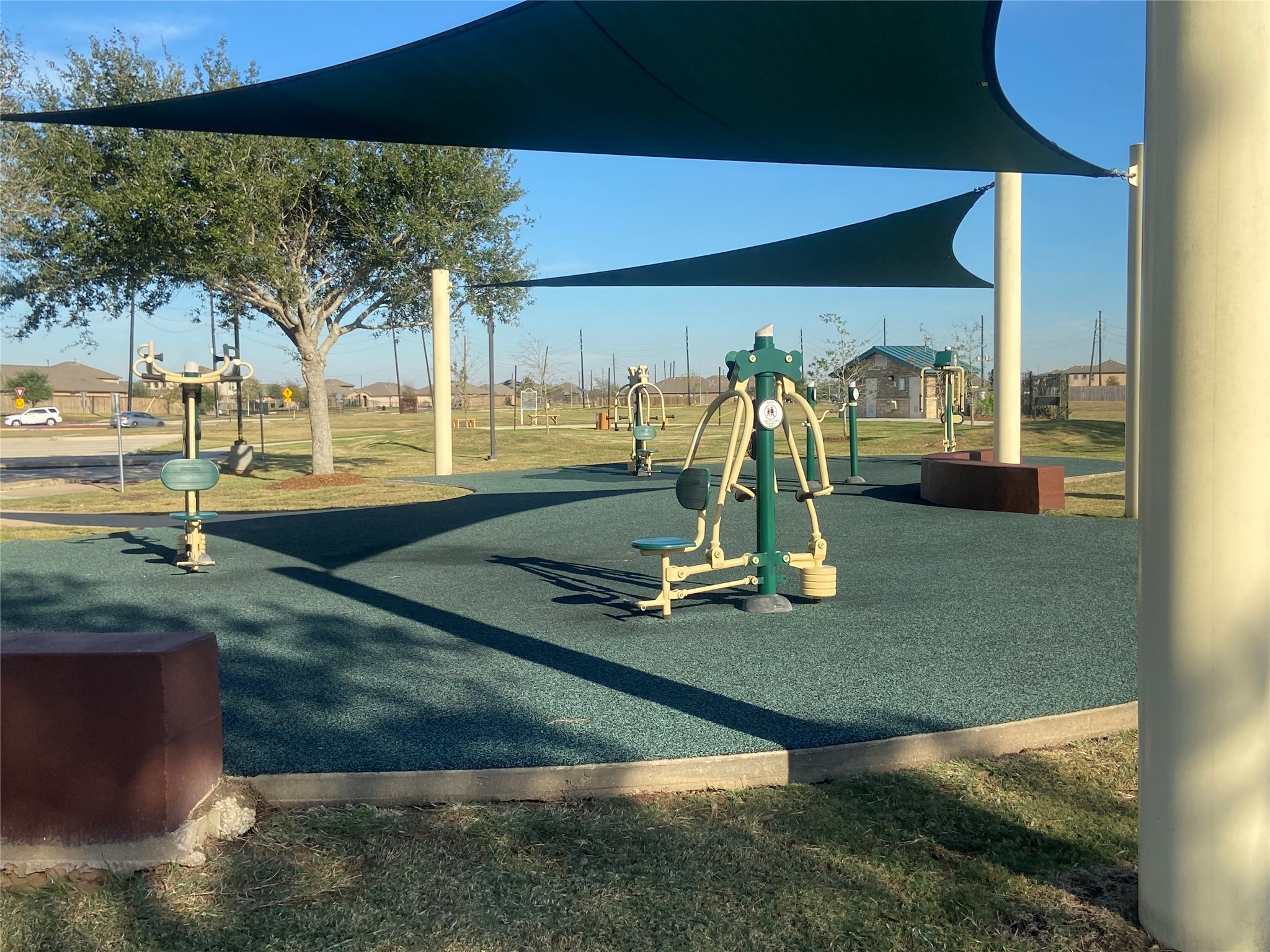 8310 Rose Petals Lane Rosharon, TX 77583 - Photo 34 of 43 Community park with picnic tables, shaded recreation areas, and walking paths, providing a peaceful setting for outdoor dining, relaxation, and neighborhood gatherings.