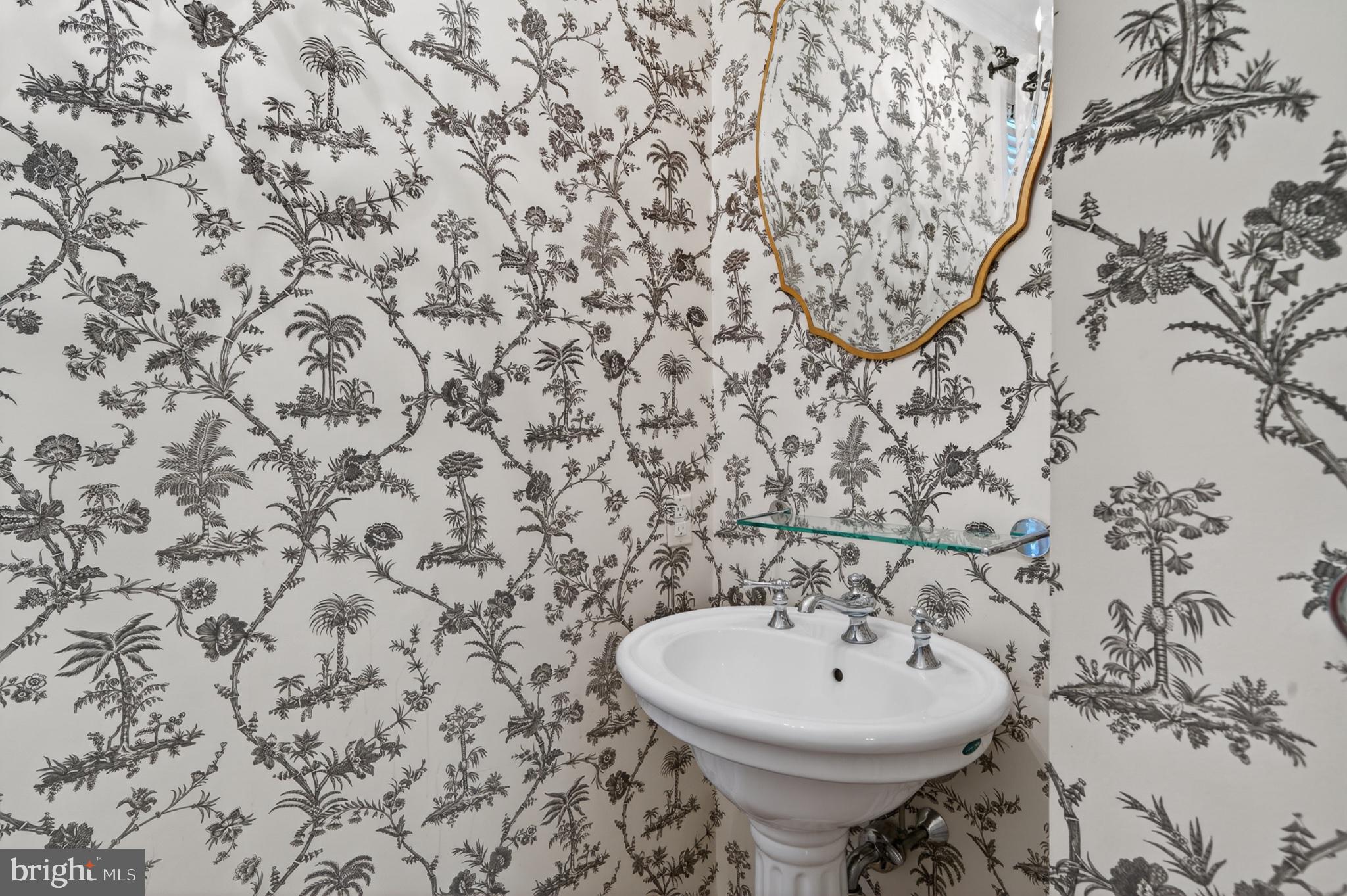 11 Harrison Drive Newtown Square, PA 19073 - Photo 31 of 80 Elegant powder room with floral wallpaper.