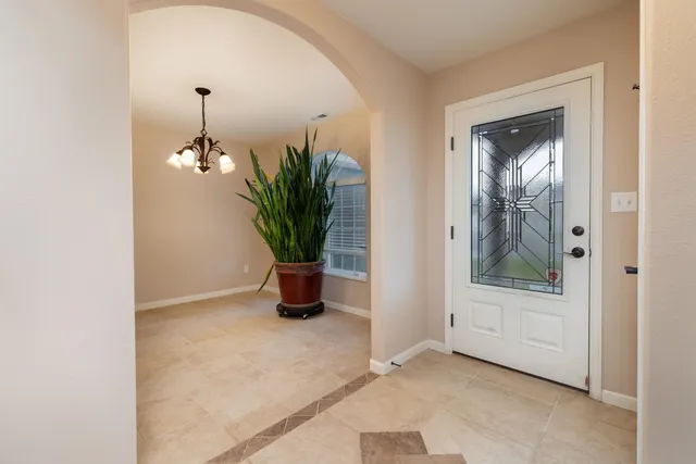 a view of empty room with a potted plant