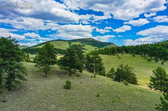 a view of a lake with houses in back