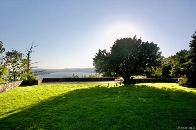 a view of yard with swimming pool and green space