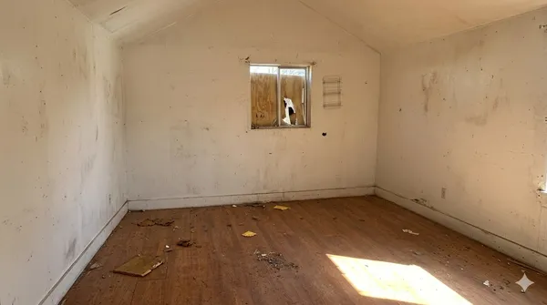 an empty room with a window