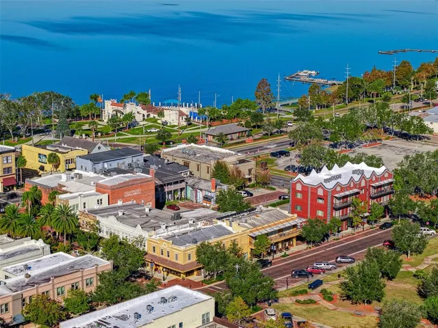 aerial view of a city with lots of residential buildings