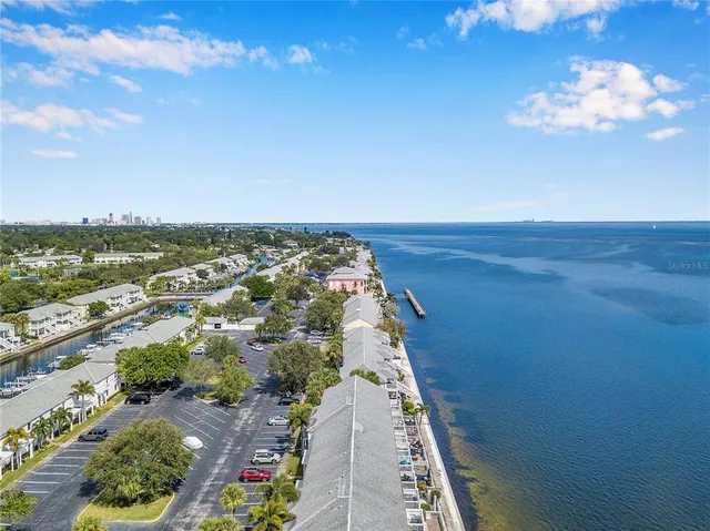 a view of a city with an ocean