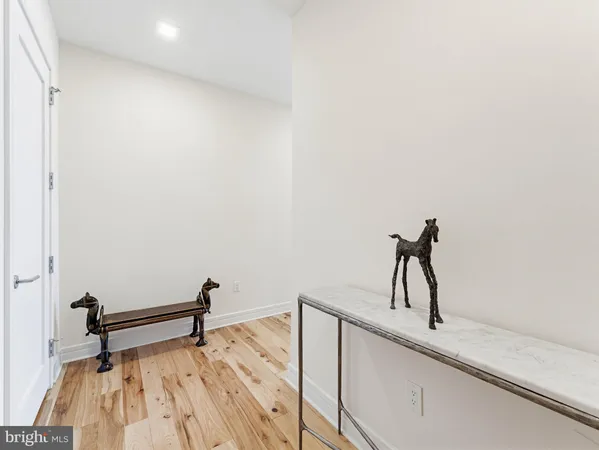 a view of a room with racks on the wall