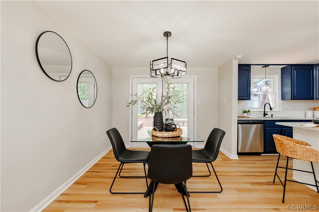 4719 Mill Park Circle Glen Allen, VA 23060 - Photo 13 of 49 a dining room with furniture a chandelier and wooden floor