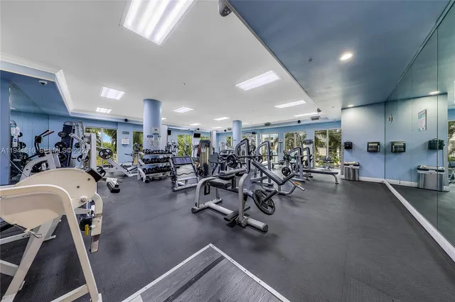 a view of a room with gym equipment