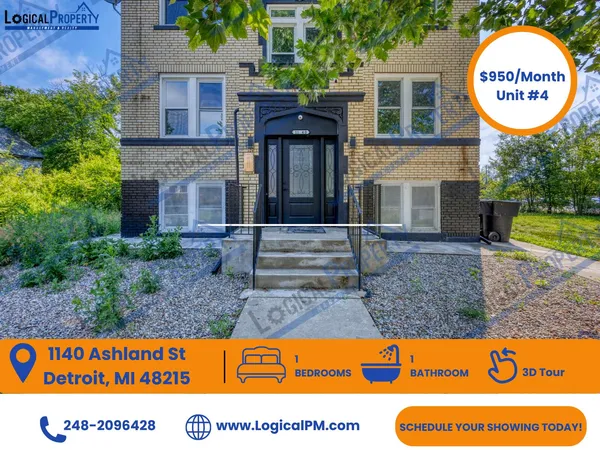 $950 | 1140 Ashland Street, Unit 4, Detroit, MI 48215