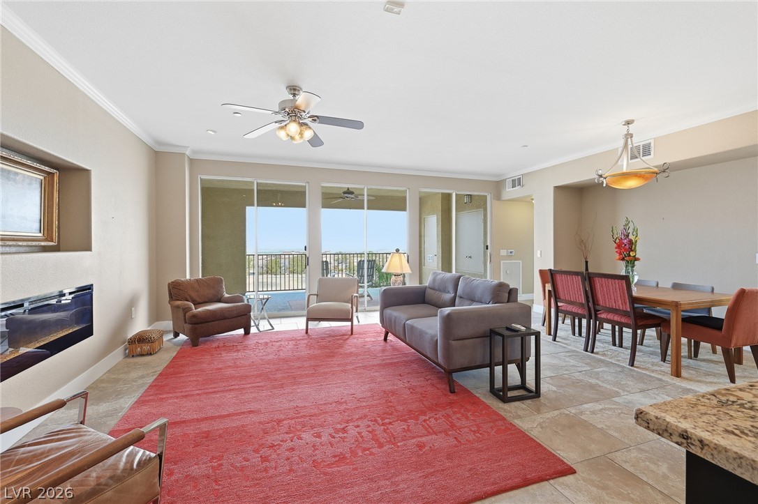2555 Hampton Road, Unit 6305 Henderson, NV 89052 - Photo 50 of 55 View from Great Room - open floor plan with living, dining, kitchen and wall of glass looking out onto the balcony and strip views!
