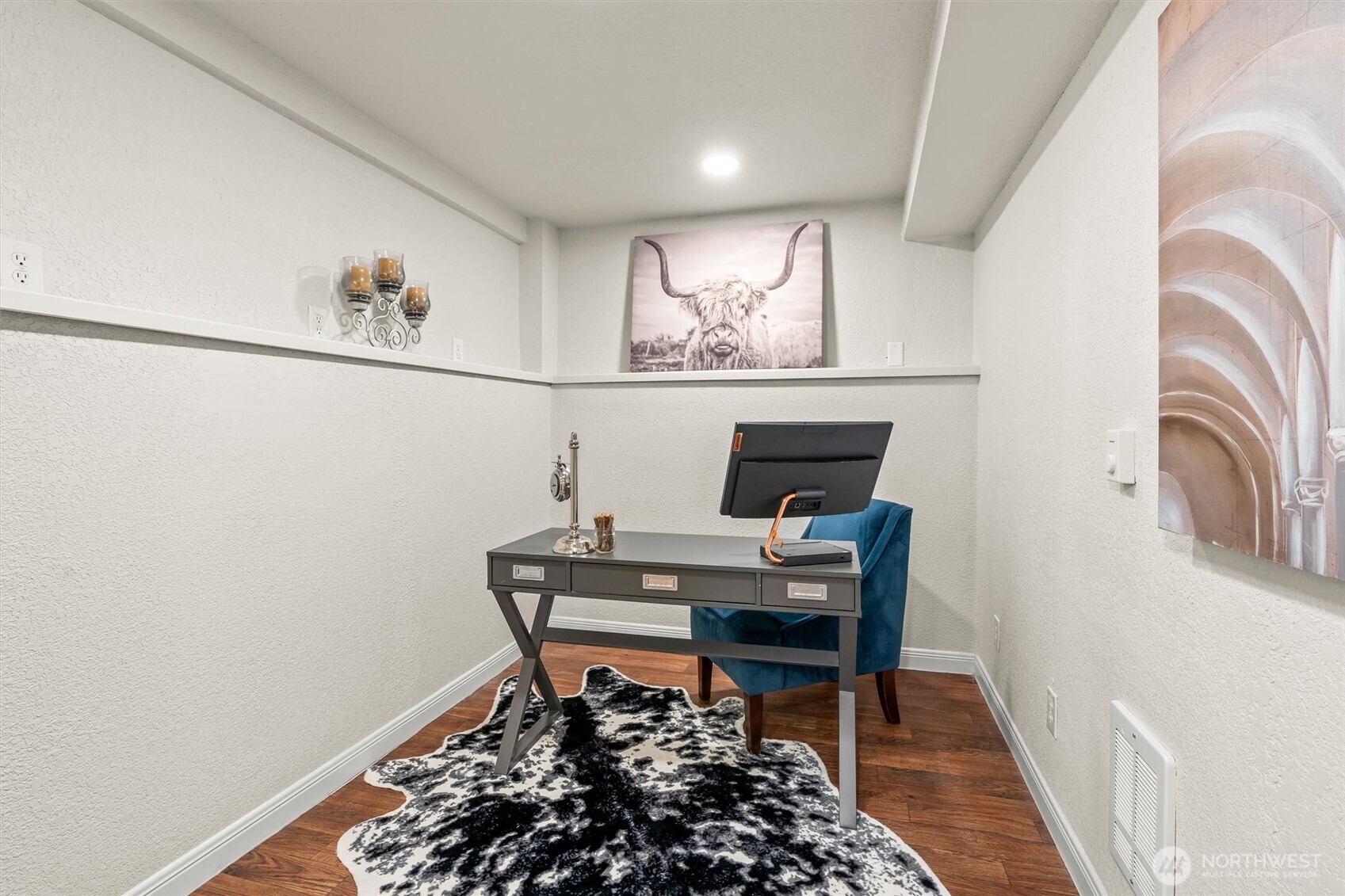 8109 15th Avenue Southwest Seattle, WA 98106 - Photo 27 of 39 a workspace with furniture and wooden floor