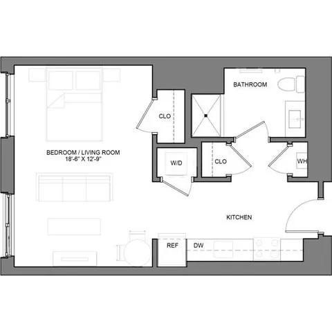 a picture of a bench in front of a window