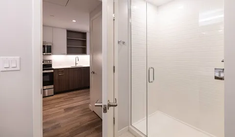 a bathroom with a sink and mirror