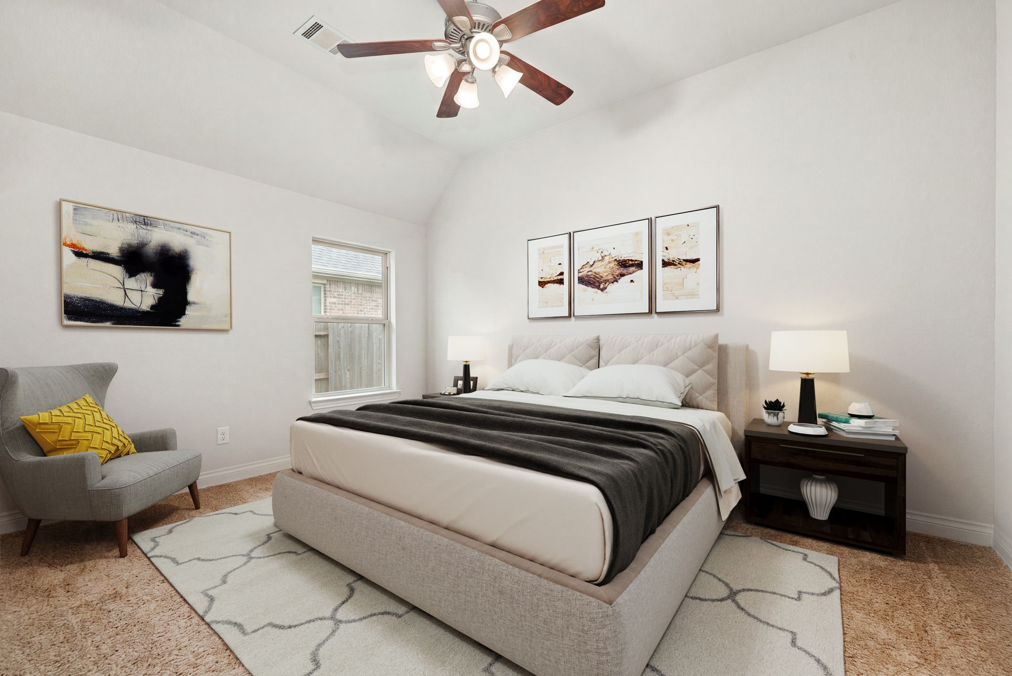 4103 August Light Court Fulshear, TX 77441 - Photo 21 of 33 a spacious bedroom with a bed and a chandelier