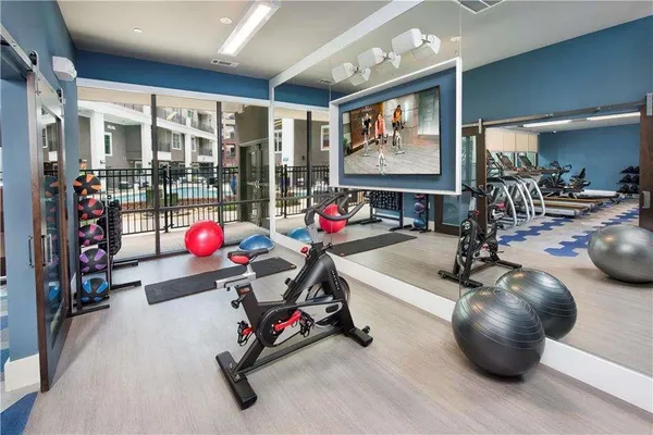 a room with gym equipment