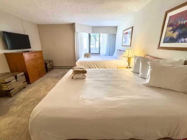 a bedroom with bed and window