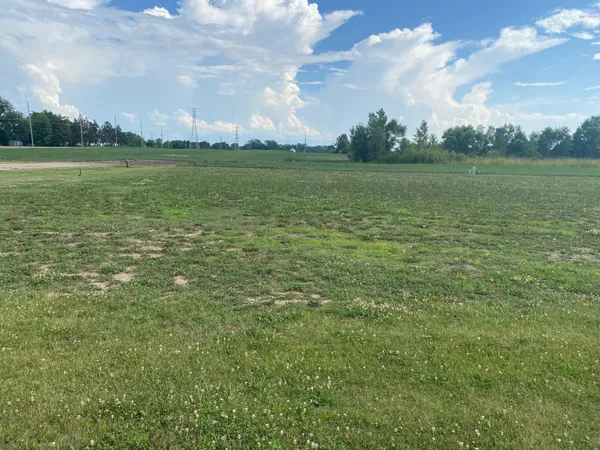 a view of a field with an ocean
