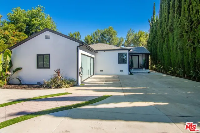 a potted plant sitting in front of a house with a yard