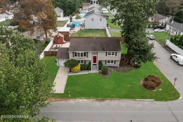 an aerial view of a house