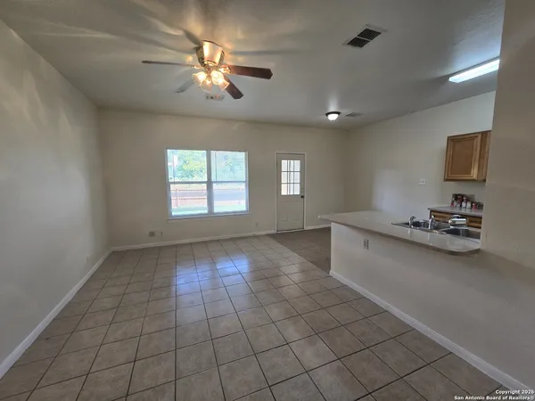 a view of a livingroom with a window