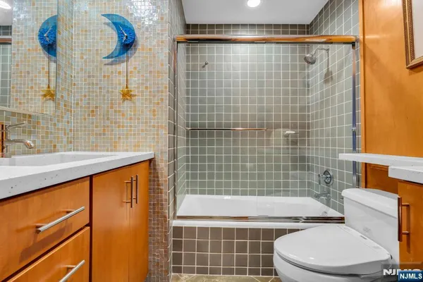 a view of a bathroom with a tub