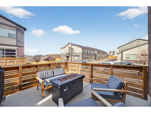 a view of a terrace with outdoor seating
