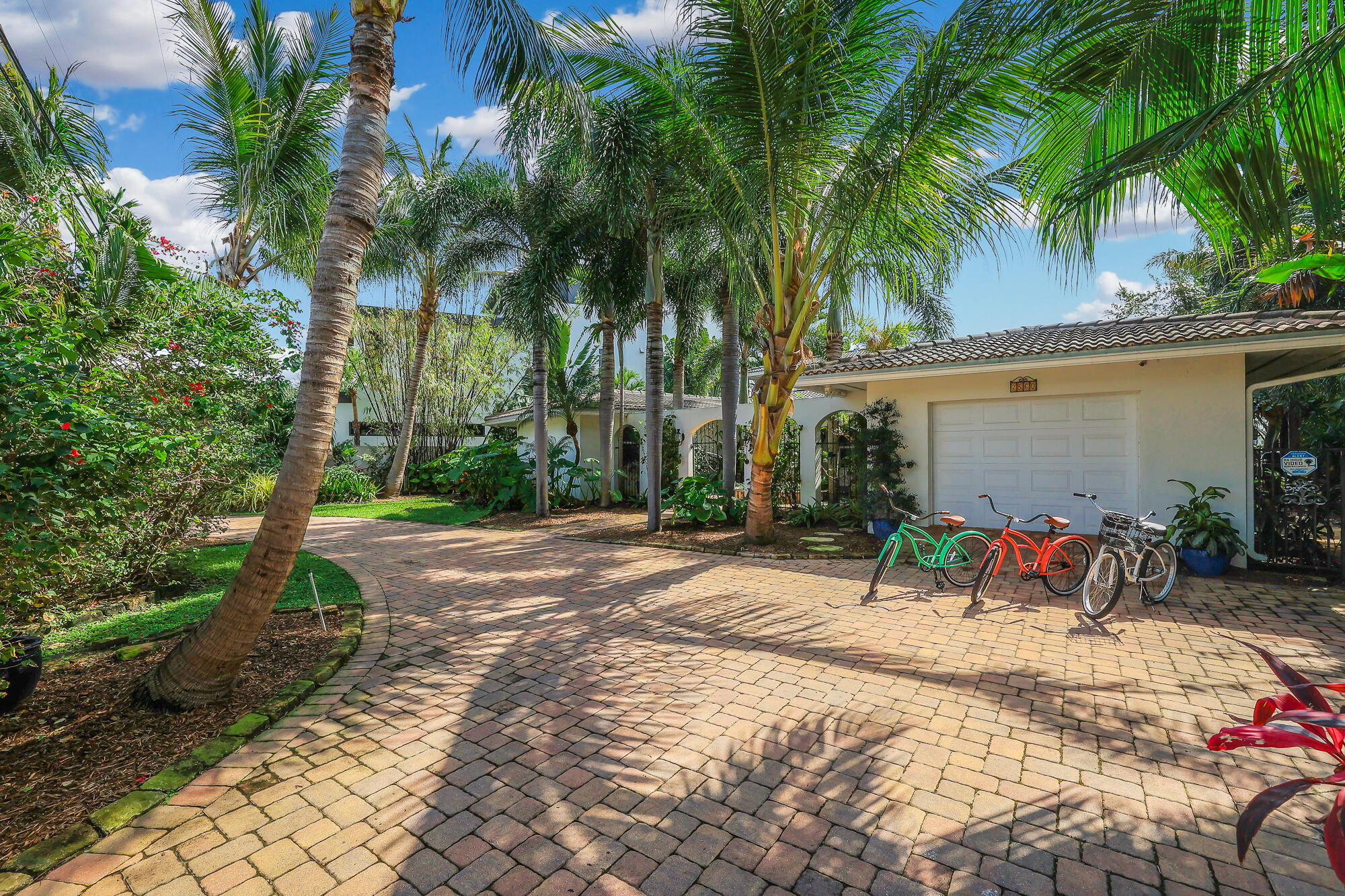 a view of a backyard with a patio