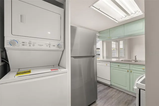 a room with a washer and dryer