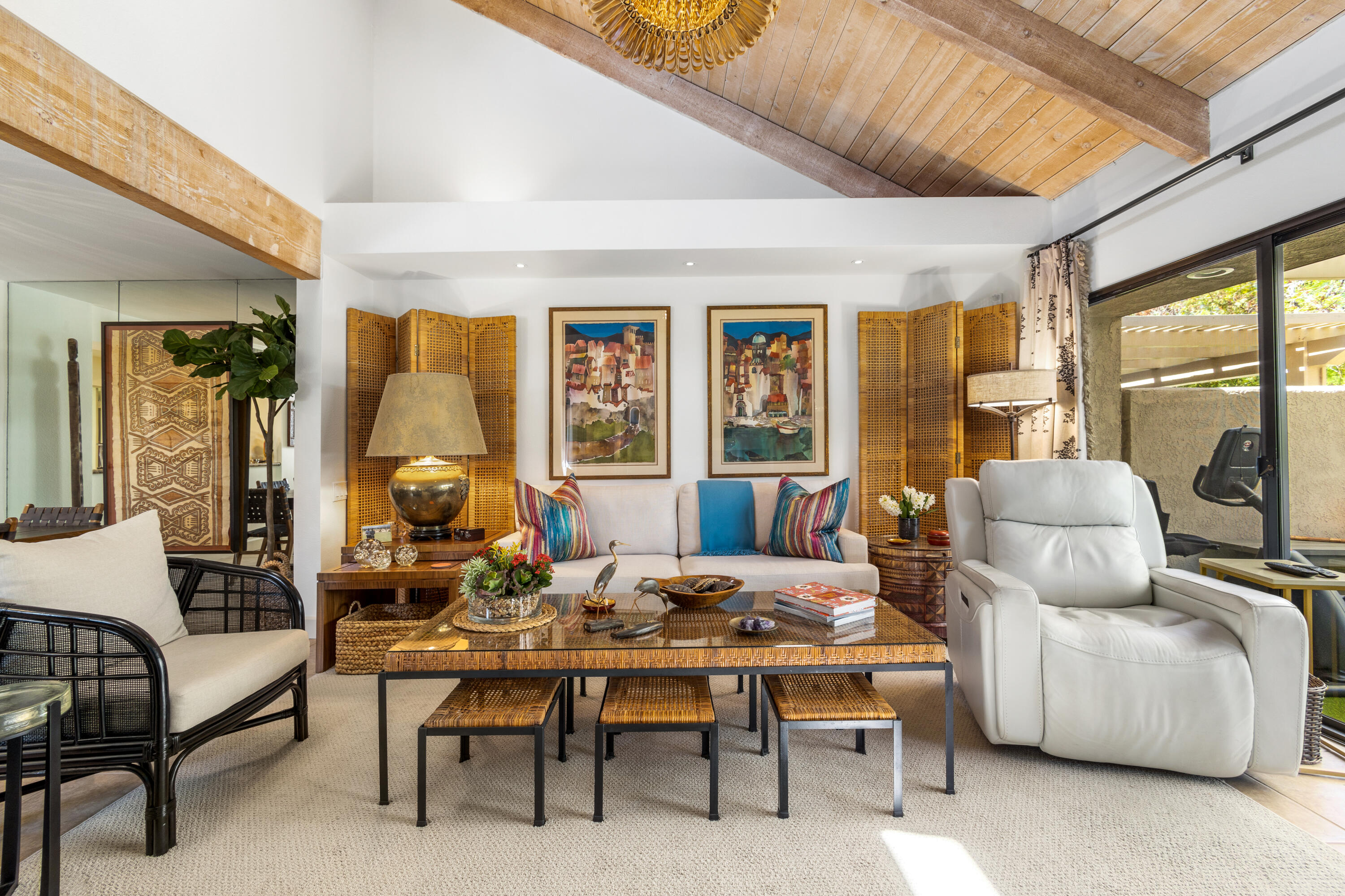 303 Forest Hills Drive Rancho Mirage, CA 92270 - Photo 24 of 72 a living room with furniture a table and large windows