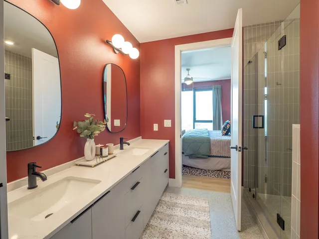 a bathroom with a shower