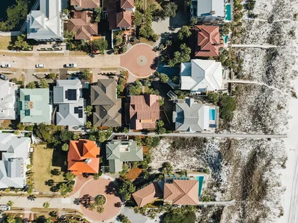 an aerial view of a houses
