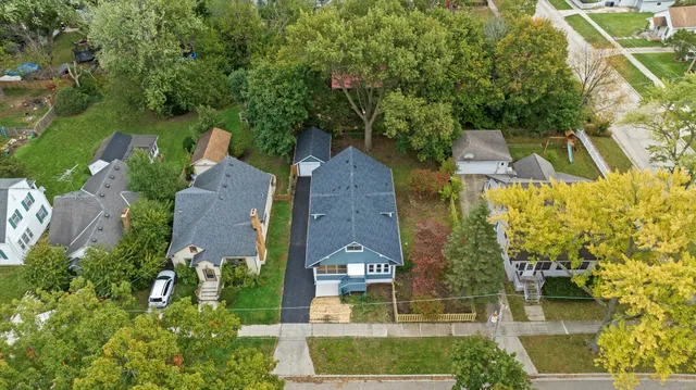 an aerial view of a house