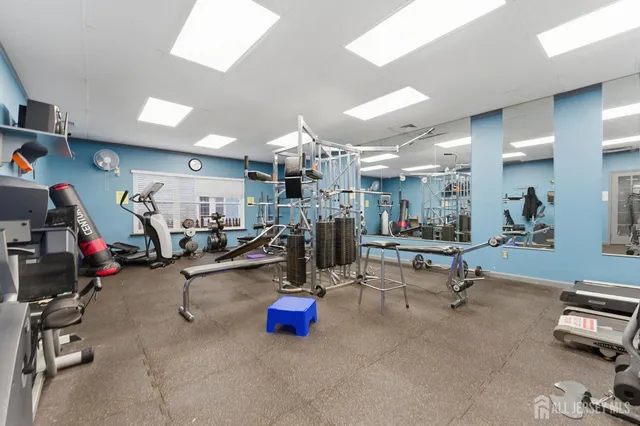a view of a room with gym equipment