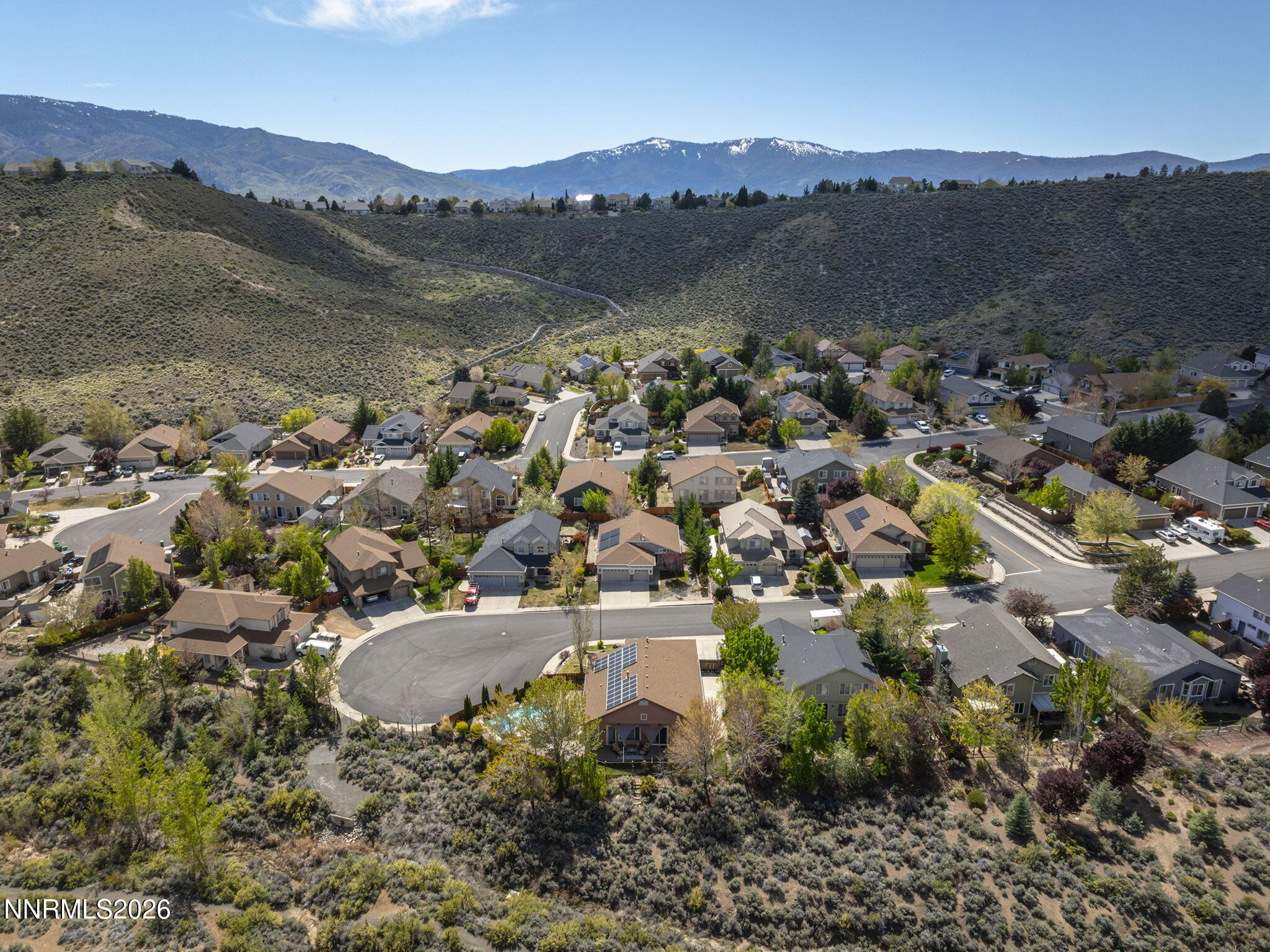 2900 Moose Ridge Drive Reno, NV 89523 - Photo 39 of 43 an aerial view of residential house with an outdoor space and mountain view