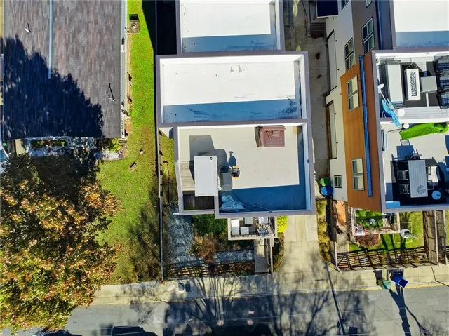 a front view of a building with street view