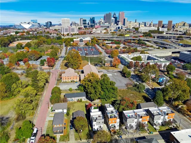 an aerial view of a city
