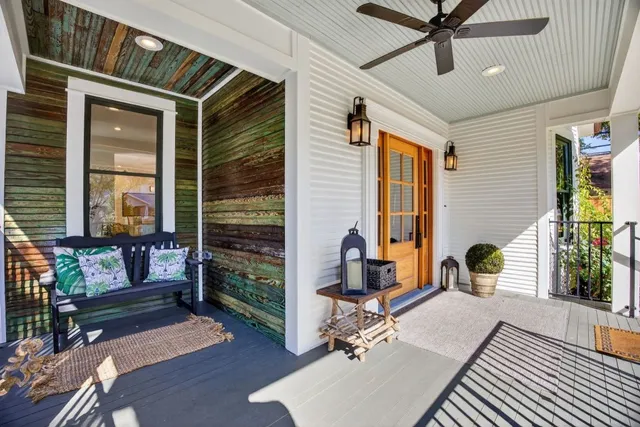 a living room with patio area