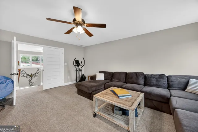 a living room with furniture