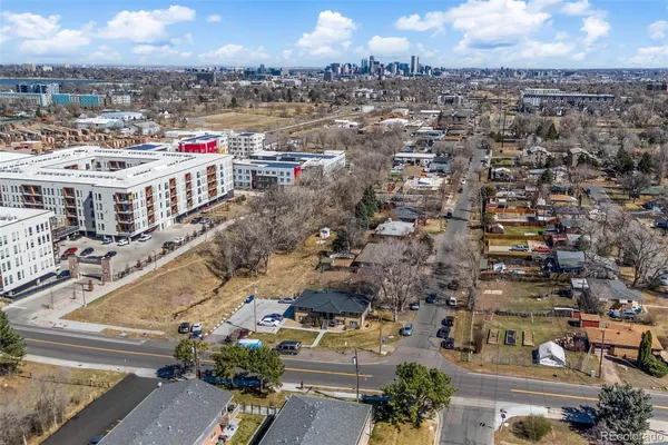 a view of a city with tall buildings