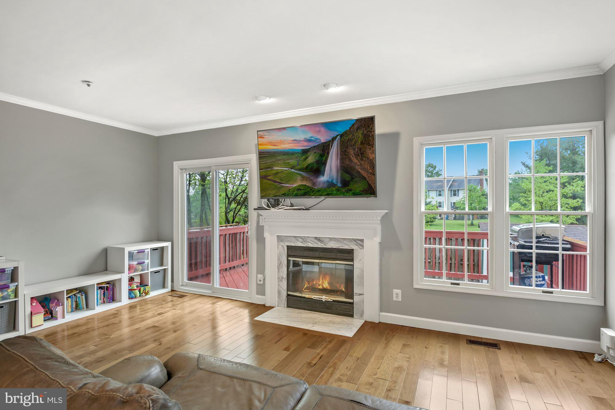20121 Crew Square Ashburn, VA 20147 - Photo 18 of 36 a living room with furniture a flat screen tv and a fireplace