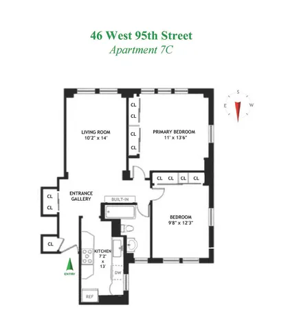 $1,025,000 | 46 West 95th Street, Unit 7C | Upper West Side