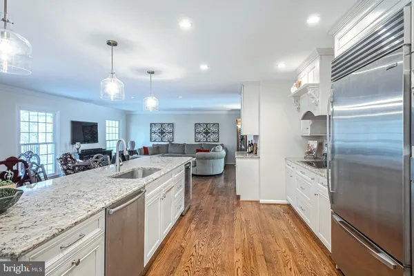 a large kitchen with a lot of counter space