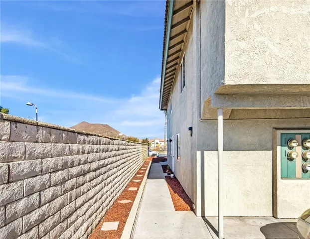 a view of a balcony with an outdoor space