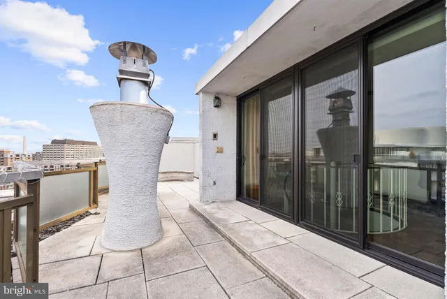 a view of a terrace with couches