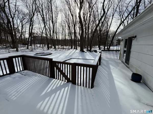 a view of backyard with a patio and wooden floor