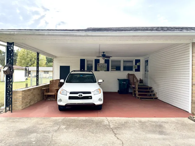 a car parked in front of a house