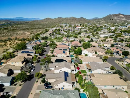 a view of a city with a mountain