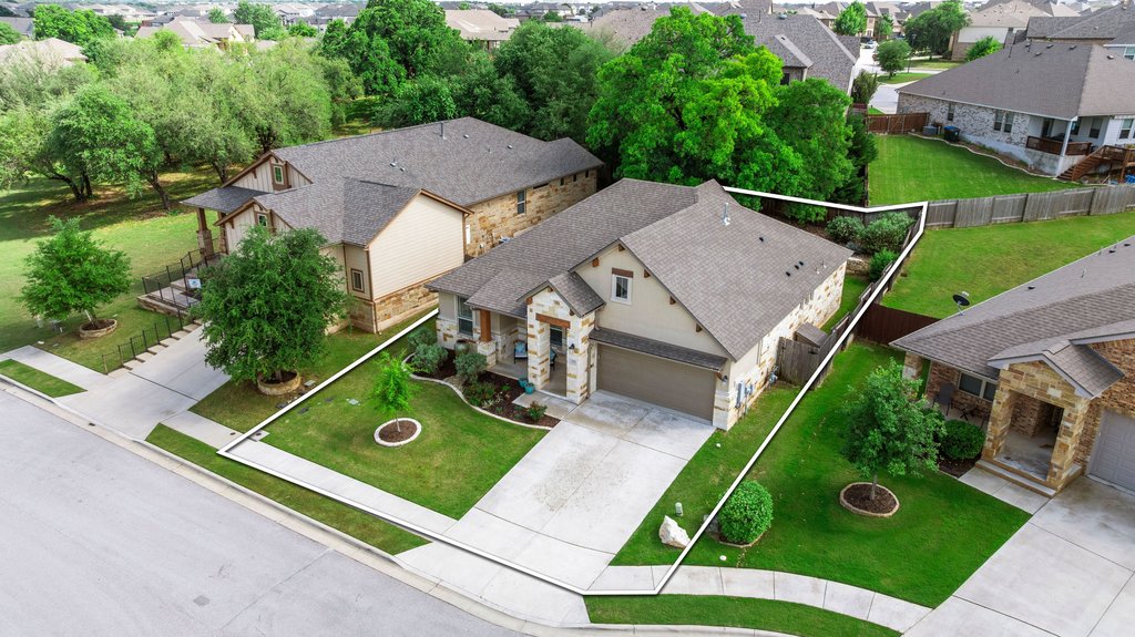 308 Morning Ridge Georgetown, TX 78628 - Photo 28 of 33 an aerial view of a house with pool