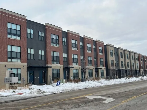 a view of a building and a street