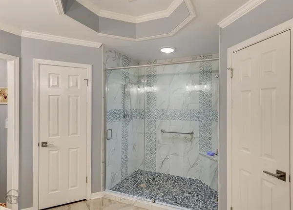 a bathroom with a shower
