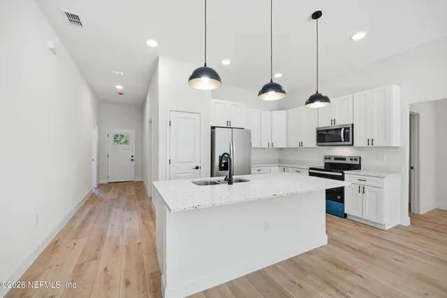 an aerial view of a house